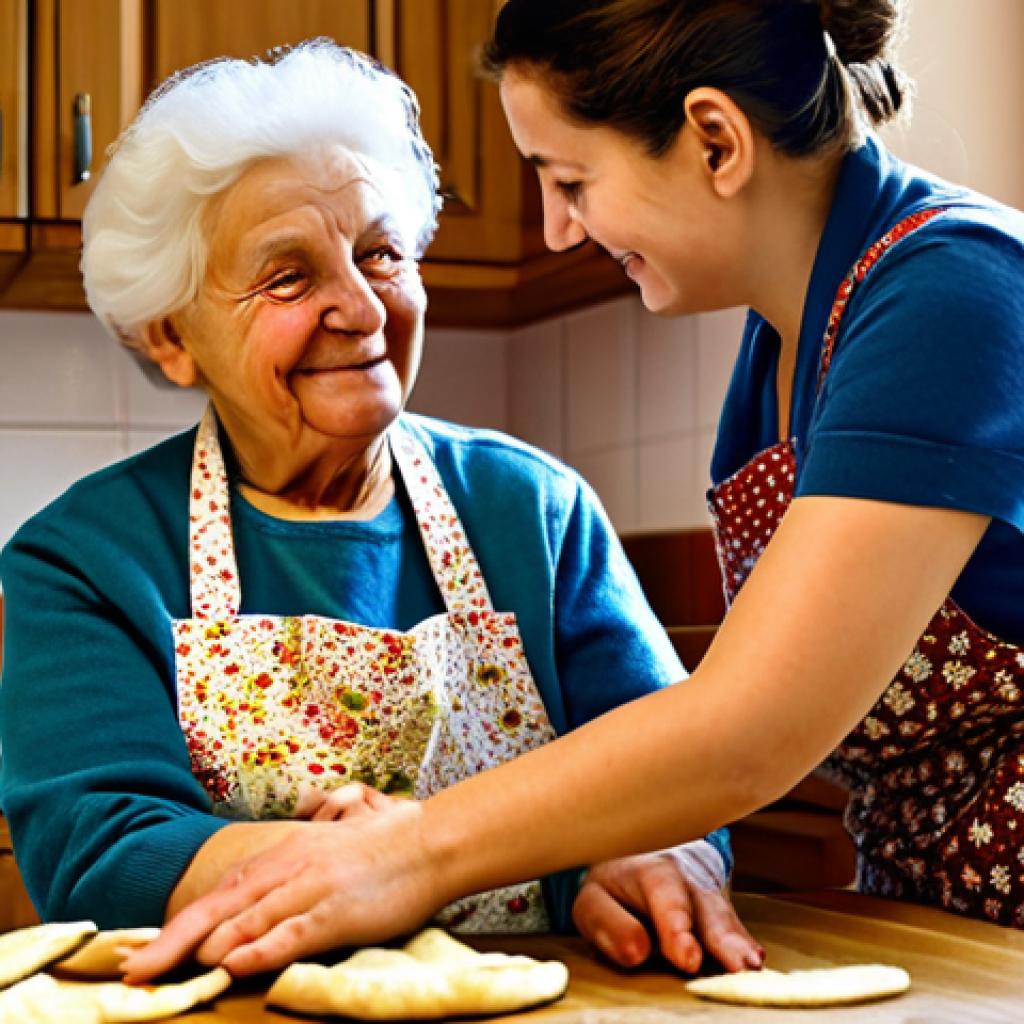상대방의 감정 반응 이해하기 - **
"A friendly Polish grandmother ("Babcia") in a cozy, sunlit kitchen, fully clothed in a floral a...