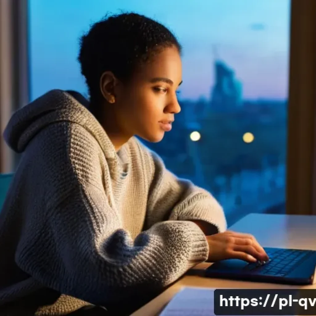 생산적인 온라인 토론을 위한 기본 원칙 - **Prompt:** A young adult, around 20 years old, with a diverse background, sits comfortably at a mod...