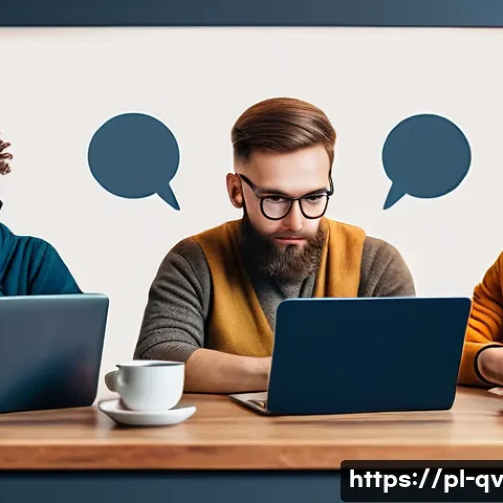 온라인 토론의 영향력 있는 발언 기법 - A cozy digital workspace scene featuring a diverse group of people engaged in an online discussion v...