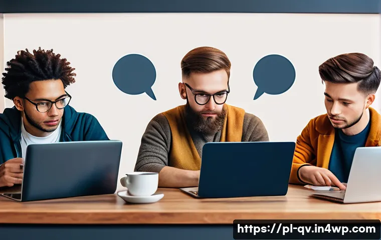 온라인 토론의 영향력 있는 발언 기법 - A cozy digital workspace scene featuring a diverse group of people engaged in an online discussion v...