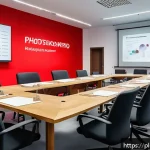 Home 20 생산적인 토론을 위한 사전 연구 방법 - A modern Polish business meeting room with diverse professionals actively engaged in a discussion, f...